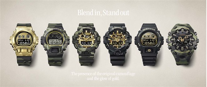 カシオ、カモフラ柄を配した「G-SHOCK」と「BABY-G」の新シリーズ
