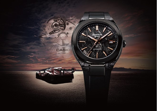 カシオ、フォージドカーボンなどを用いた機械式腕時計「EDIFICE EFK