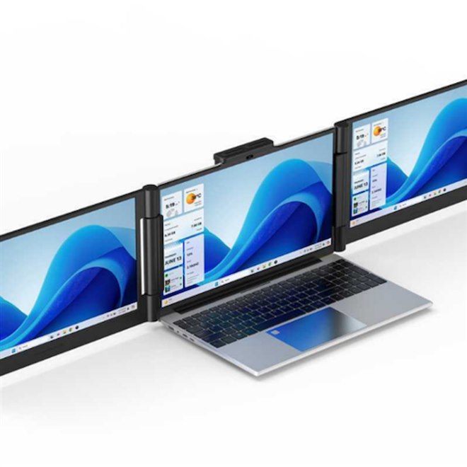 ソースネクスト、ノートPCをトリプル画面にする14型デュアル拡張