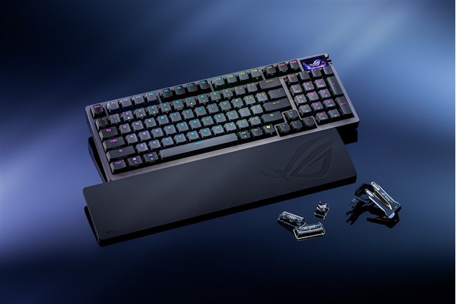 ASUS、ゲーミングキーボード「ROG Azoth 96 HE Lite」にブラックモデル