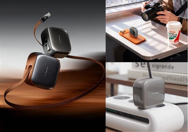 TORRAS、自動巻き取り式ケーブルを内蔵した急速充電器「FlexLine Pro