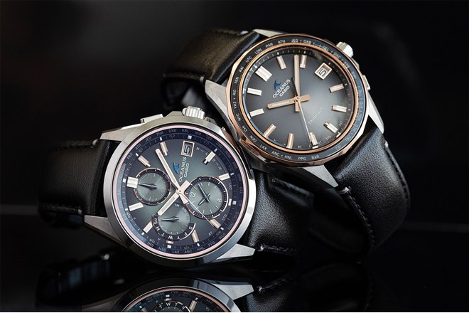 カシオ、栃木レザーをバンドに採用した「OCEANUS」限定モデル2機種