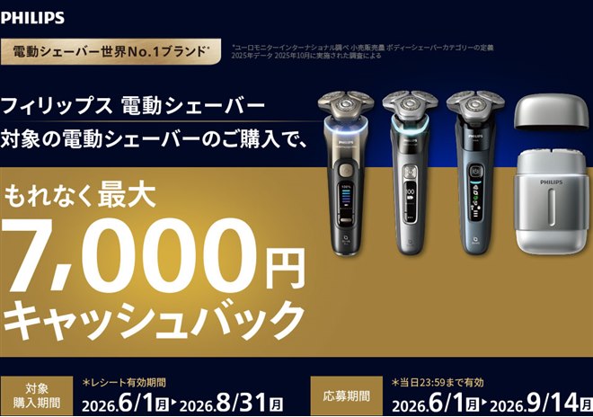 �u�Ώۂ̓d���V�F�[�o�[�̂��w���ŁA����Ȃ��ő�7,000�~�L���b�V���o�b�N�L�����y�[���v