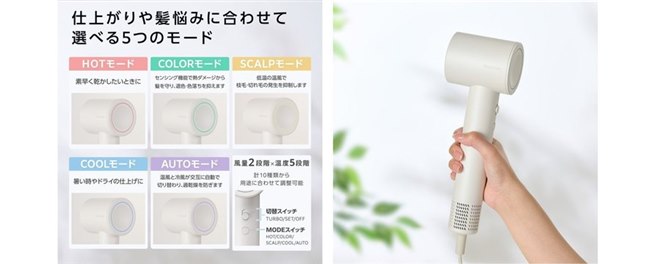テスコム、センシング機能を搭載した「マイナスイオン ヘアドライヤー
