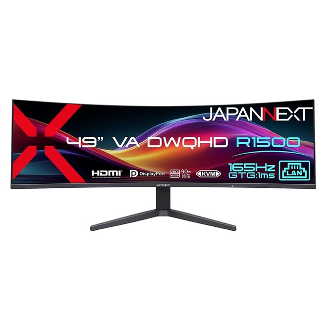 JAPANNEXT、49型の大画面湾曲ウルトラワイドゲーミングモニター「JN