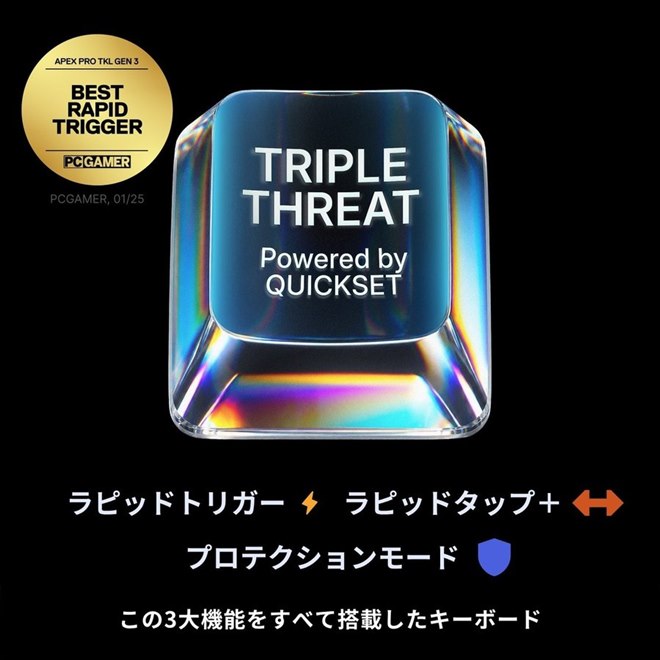 �@�\�ʂł́A�uRapid Trigger�i���s�b�h�g���K�[�j�v�uRapid Tap�i���s�b�h�^�b�v�j�v�uProtection Mode�i�v���e�N�V�������[�h�j�v��3�𓋍�
