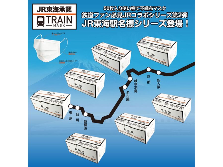 価格.com - “鉄道ファン必見”のJR東海承認「JR東海駅名標シリーズ トレインマスク 50枚入り」
