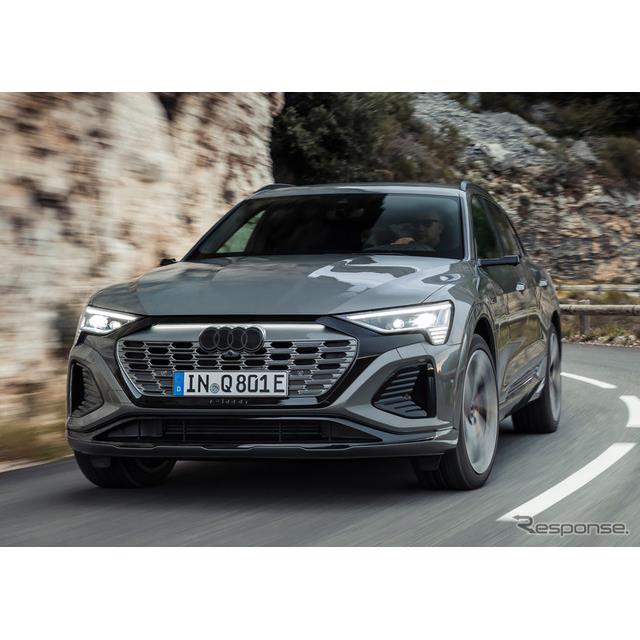 アウディ（Audi）は11月9日、新型電動SUVの『Q8 e-tron』と、新型電動SUVクーペの『Q8 e-tronスポーツバッ...