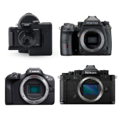 「網膜投影カメラキット DSC-HX99 RNV kit」「PENTAX K-3 Mark III Monochrome」「EOS R100」「ニコン Z f」