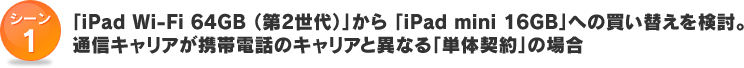 �uiPad Wi-Fi 64GB �i��2����j�v���� �uiPad mini 16GB�v�ւ̔����ւ��������B�ʐM�L�����A���g�ѓd�b�̃L�����A�ƈقȂ�u�P�̌_��v�̏ꍇ