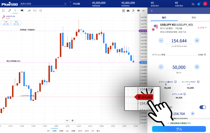 「ドラッグ操作」で直感的に注文価格を設定
