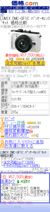 価格比較ページの解説 最安価格
