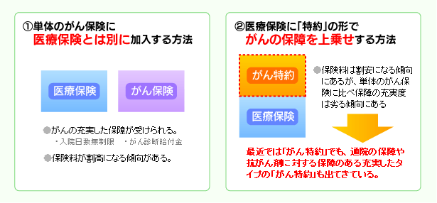 がんを保障する場合の選択肢の図