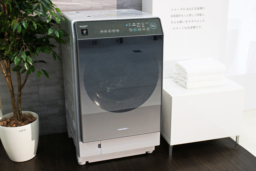 パステルオリーブ シャープ ドラム式 洗濯乾燥機 ES-X11A-SL ハイブリッド乾燥 洗剤自動投入 乾燥フィルター自動掃除 洗濯11kg/乾燥6kg  幅64cm 左開き シルバー