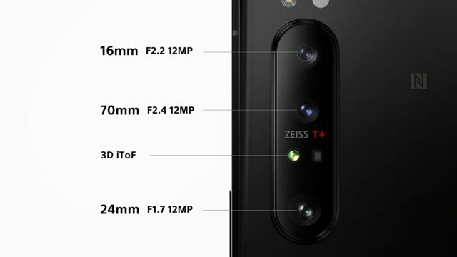 メインカメラはクアッドカメラ仕様となった。3d iTOFカメラを除いてZEISSレンズを搭載している
