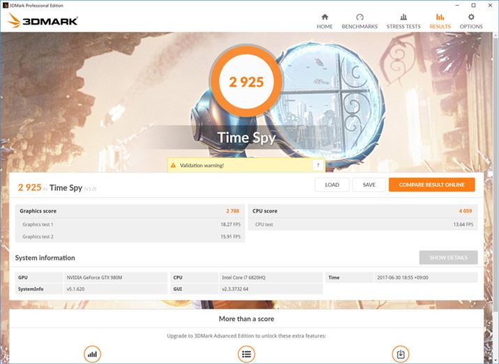 Futuremarku3DMarkv́uTime Spyv̌ʂ2925