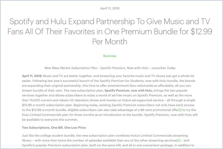 Hulu��Spotify����g�g��𔭕\