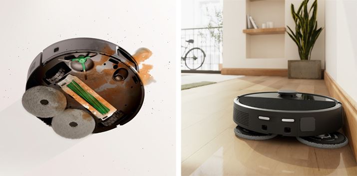 �~�h���N���X�ȏ�̃��f���ɑ����̂��u��]���b�v�v�^�C�v�B�ʐ^�́uRoomba  Plus 505 Combo ���{�b�g + AutoWash �[�d�X�e�[�V�����v�̂悤�Ƀ��b�v��L�΂��Đ��|�������߂郂�f��������܂�
