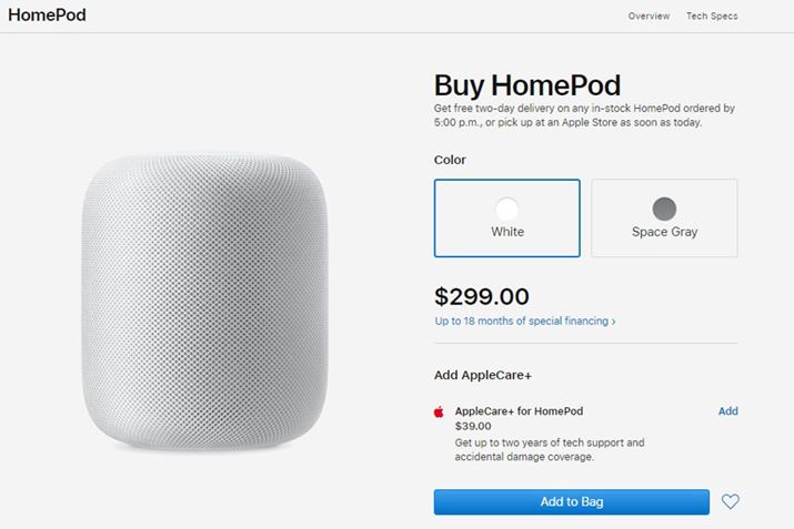 50�h���̒l�������s��ꂽ�uHomePod�v