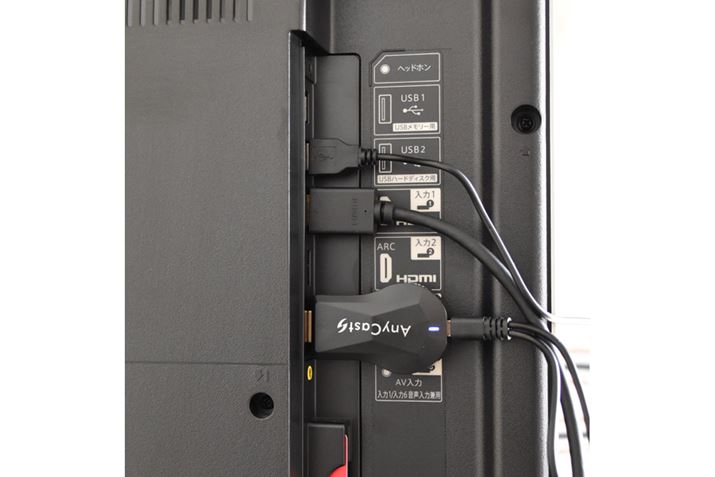 Anycast SHDMI[qɐڑAdP[uڑBʐ^ł́AerUSB[q狋dĂ