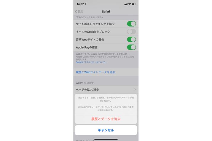 uݒvAv́uSafarivuWebTCgf[^vuƃf[^vō폜