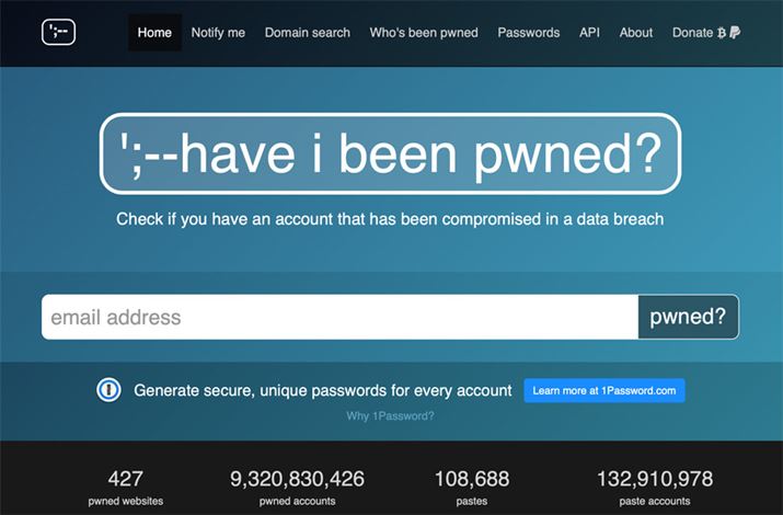 �uHome�v��ʂŃ��[���A�h���X����͂��āupwned?�v�{�^��������