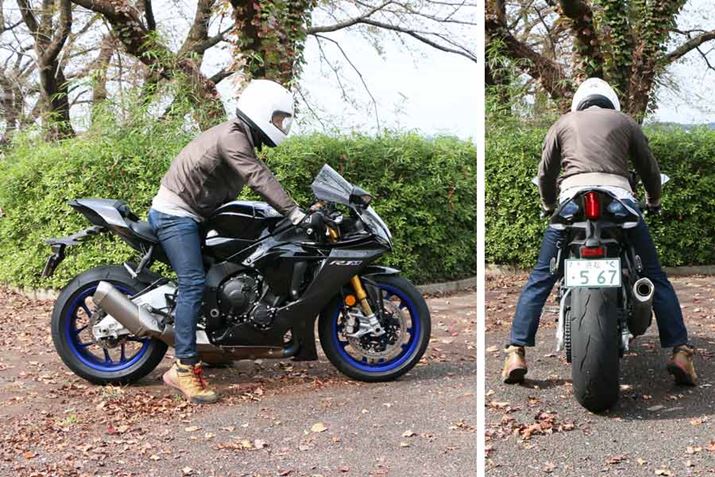 YZF-R1M̃V[ǵA830mm CBR1000RR-R肩Ȃ荂860mmiYZF-R1855mmjBg175cm̕M҂̏ꍇÂܐ悪Ɛڒn邭炢