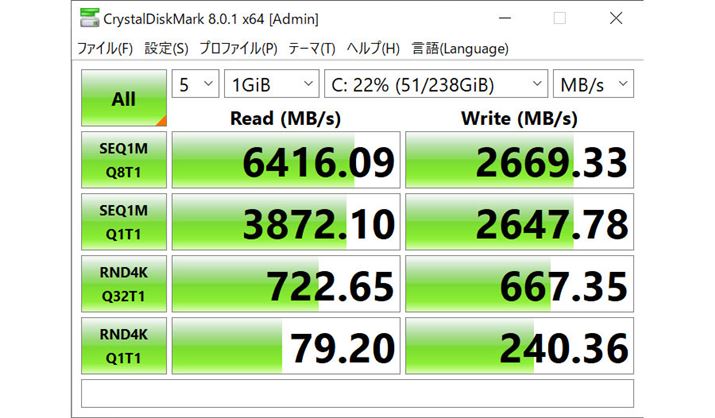 Xg[W̓ǂݍ݁Aݑx𑪒肷x`}[N\tguCrystalDiskMark 8.0.1 x64viЂЂ掁ǰʁBV[PV[h̑x̓XybNǂ6GB/s