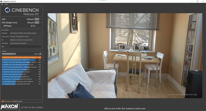 CPU̐\𑪒肷uCINEBENCH R20v̌ʂ̓}`RACPU5120AVORACPU562