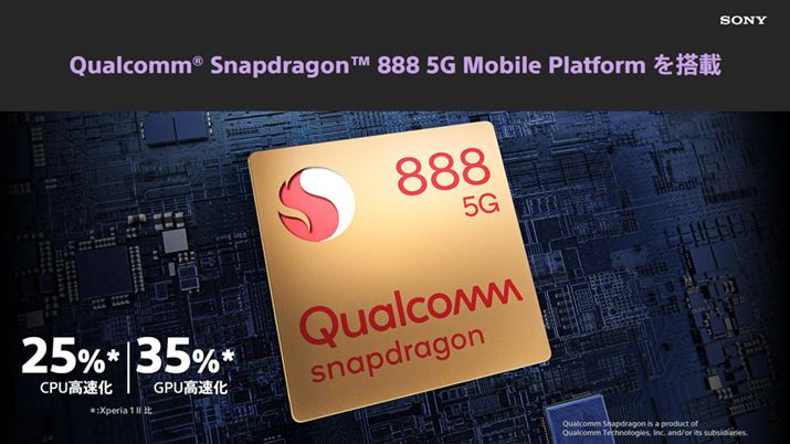 ŐṼnCGhSoCuSnapdragon 888 5Gv𓋍ځBuXperia 1 IIvƔrď\25AOtBbN\35サĂƂ