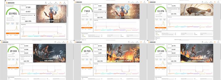 3DMark ProfessionaľʁBTime SpyF15951ATime Spy ExtremeF7813APort RoyalF11276AFire StrikeF29333AFire Strike UltraF10723AFire Strike ExtremeF19133