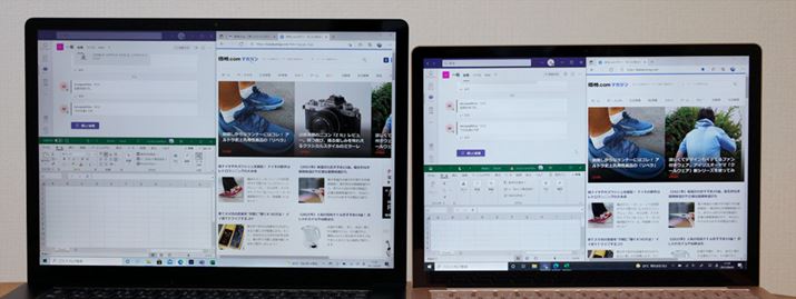 TeamsAExcelAEEdgeJԁBESurface Laptop 3 13.5C`ƁAExcel6܂ł\Ȃ̂ɑ΂āASurface Laptop 4 15C`͔{12܂ŕ\BEdge̕\̈LāApx͒fRSurface Laptop 4 15C`̂قゾ