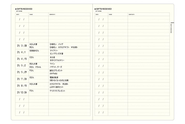 uMy LifevɎ^uGIFT RECEIVEDviʐ^jƁuGIVING GIFTv́AA蕨L^y[W
