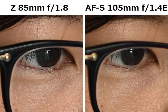 sgʒủ𑜊́uNIKKOR Z 85mm f/1.8 Sv錋ʂɂȂBuAF-S NIKKOR 105mm f/1.4E EDv\ȃxł͂邪AČׂƏ\tgȊB܂AuAF-S NIKKOR 105mm f/1.4E EDv́AsgʒuOɃ}[^̎F킸ɎcĂ