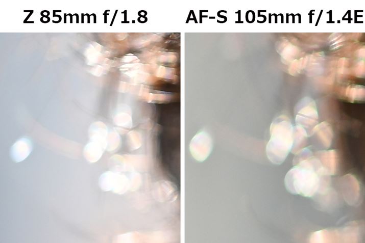 ̍ł́A镔̃{P̕`ʂňႢoBuAF-S NIKKOR 105mm f/1.4E EDv͗֊sɐFtcĂ