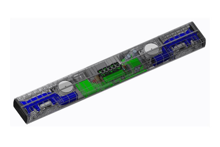 Xs[J[jbg̍\́A25mm̃cC[^[A45×90mm̑ȉ~`~bhWA75mm̃TuE[n[Eꂼ2ڂA3EFCE6Xs[J[2.2ch݌vB̓jbg̔zu⃆jbĝA]fDHT-S216Ɠ