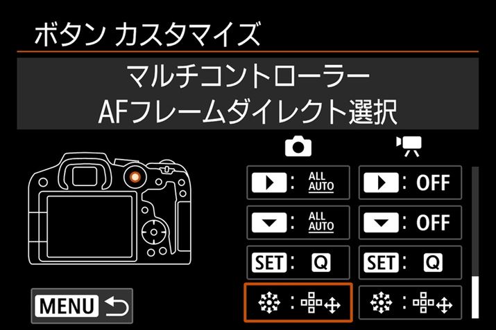 uEOS R7vł́A}`Rg[[̏ݒ肪uAFt[_CNgIvɂȂBgn߂}`Rg[[AFt[_CNgɈړ邱Ƃł