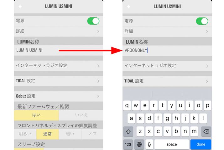 uRoon Onlyv[hgɂ́AuLUMIŃvuROONONLYvɕύX邾Bȍ~̓Avł̑󂯕tȂȂ邽߁AyĐɂ́uRoonṽAvgBȂAuRoon Onlyv[hIɂ́An[hEFAZbgii{̂̃Zbg{^𒷉jKv
