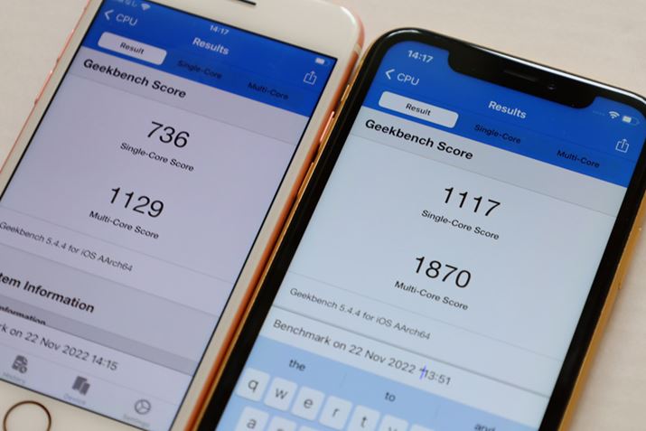 ԃx`}[NAvuGeekBench 5ṽXRABuiPhone 7vAEuiPhone XRvŁA̍1.5`1.6{قǂBptȃ`bv𐶂āAuiPhone XRvł4K/60fps̓Beł