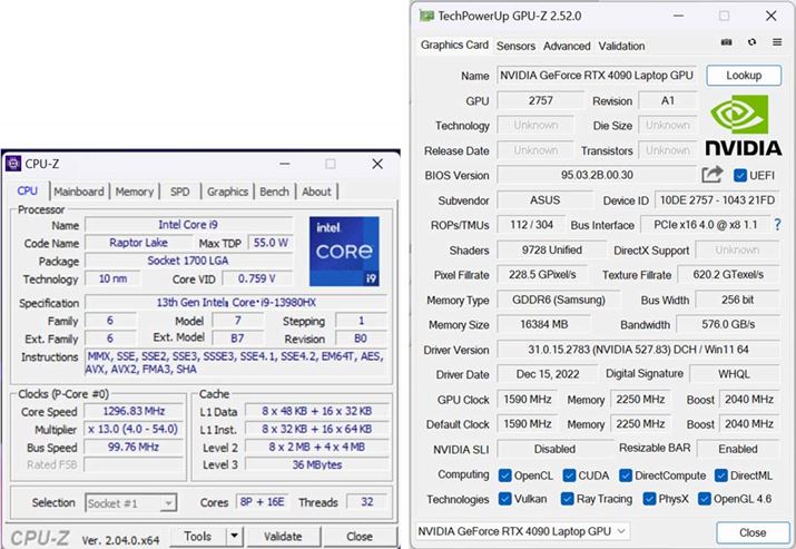 uROG SCAR STRIX 18vCPUiCPU-ZjGPUiGPU-Zj
