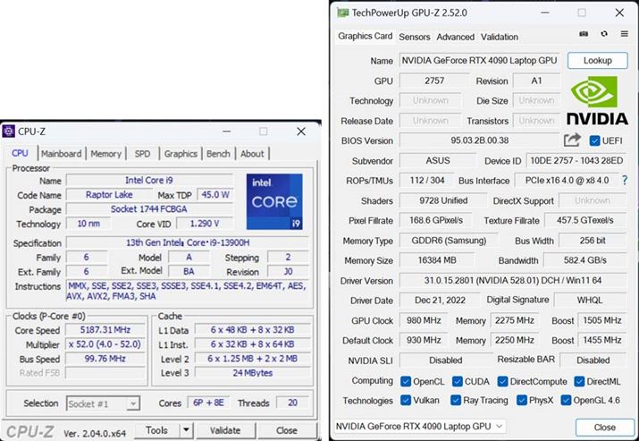 uROG ZEPHYRUS M16vCPUiCPU-ZjGPUiGPU-Zj