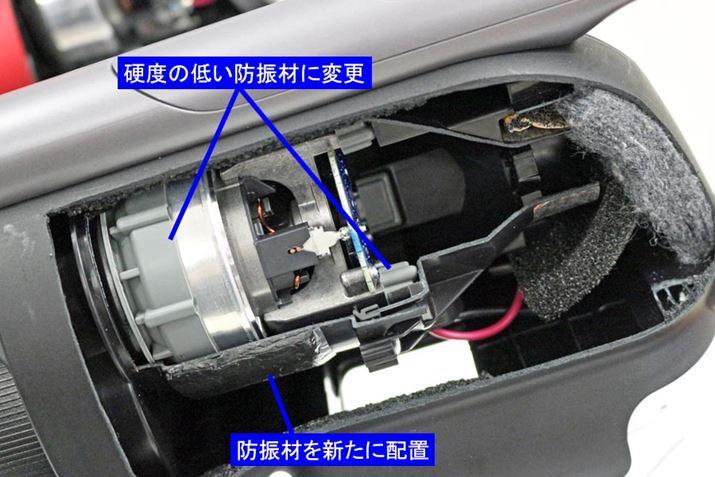 t@l`̃Jo[ÖꕔɖhUނǉBɁA]̍\ɂhUނdx̒Ⴂ̂ɕς邱ƂŃ[^[̐U}