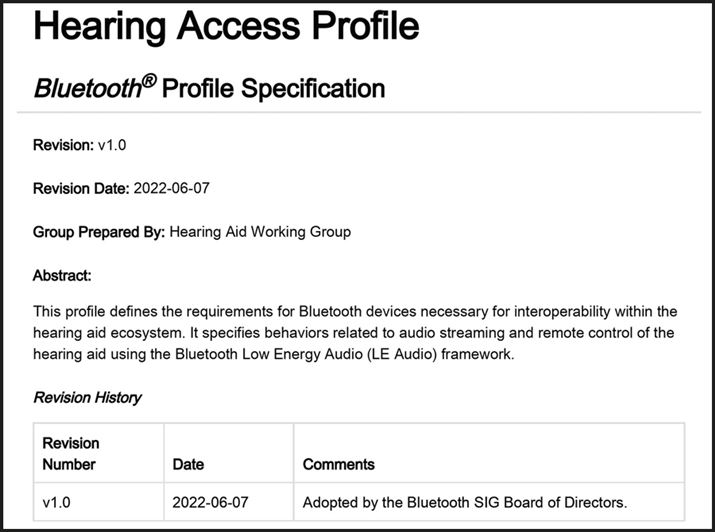 uLE Audiovŕ⒮̐Vȃvt@CuHearing Access ProfilevKiꂽƂɂAėp̍BluetoothΉ̕⒮킪㐔i҂܂