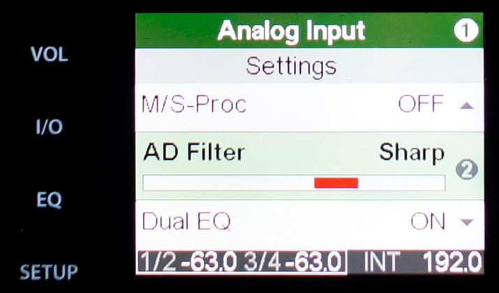 AiO͂̐ݒł́AA/DRo[^[̃tB^[Ił 