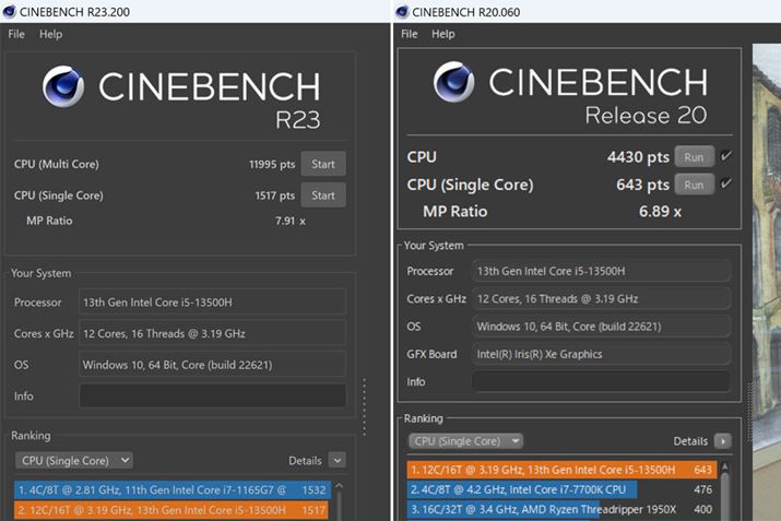 CPU\𑪒肷uCINEBENCH R23/R20v̌ʁBŐVォHvZbT[ƂƂŁAǂnCXRA