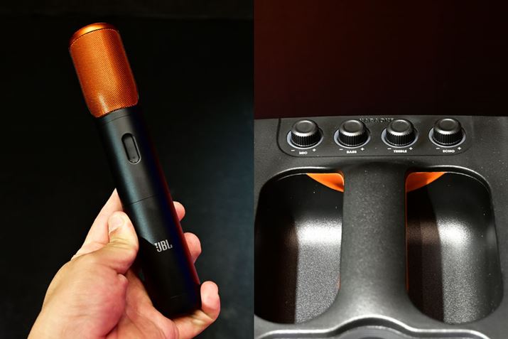 uPartyBox Encorev̕t̃}CNiʐ^jB{̏㕔iʐ^Ejɂ̓}CNp̃_CpӂĂ