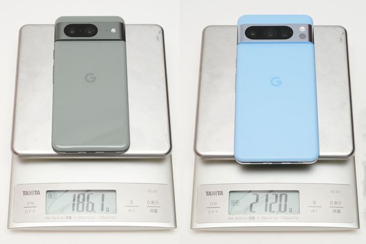 dʂ́uPixel 8v186.1gAuPixel 8 Prov212.0gBŎƂɂ͏dʍ͂܂ŋCɂȂ܂񂪁A|PbgɓƁuPixel 8 Prov͂Əd݂܂