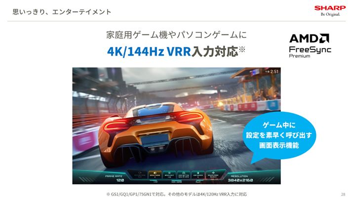 Q[v󂯂āAuGS1vuGQ1vuGP1vCAuGN1v75V^f144Hz쓮ɂΉ