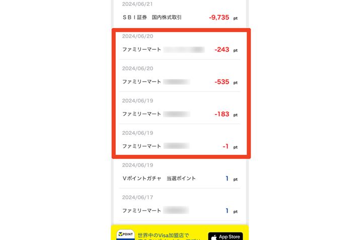 ԘgAXŁuoCVJ[hv񎦂āuVV|CgvŎxۂ̗pB619́u-1v́ALy[ŕt^ꂽԌ|CgDIɎgꂽ̂Ǝv܂i̓̃t@~[}[gł͍̔v184~̂Łj