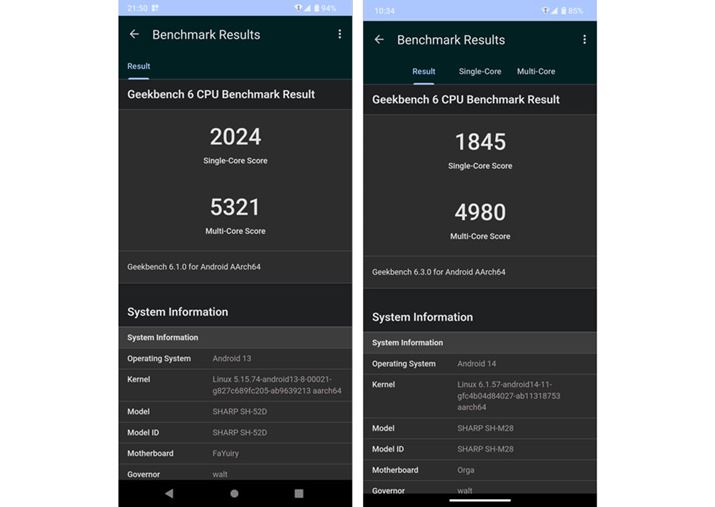 uGeekbench 6vAvŃx`}[N𑪒肵ʁB́AOf́uAQUOS R8vŔɑ肵́BEAuAQUOS R9vő肵́BXRA͑Of኱Ⴉ